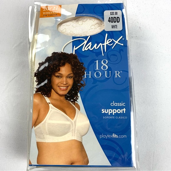 PLAYTEX NEW  18-Hour Bra 20/27 WIRE FREE - Sensational Support, 40DD White - Picture 1 of 4